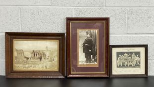 A collection of three prints to include an albumen print of ancient Greek or Roman ruins, along with