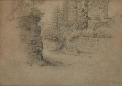Sir George Clausen RA (1852-1944), a 19th century signed and dated pencil drawing study of a ruin