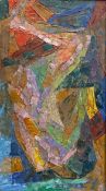 An abstract impasto oil painting on board in a gilt frame by Leslie William Orriss with the artist's
