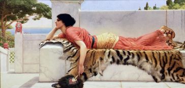 A large contemporary print after the original C.1900 painting titled 'Expectation' by John William
