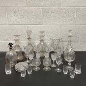 A collection of twenty five pieces of glassware and cut crystal to include eight cut crystal