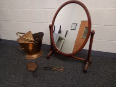 A miscellaneous collection of items to include a 19th century mahogany dressing table swing mirror