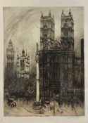 Louis Weirter (1873-1932), a signed and limited edition etching of Westminster Abbey. Framed and