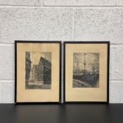 Georg Bernhard Liebig (1873-1937), a pair of early 20th century etchings, a street scene and a