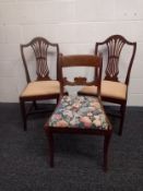 A pair of Georgian mahogany dining chairs along with a Regency mahogany dining chair with a