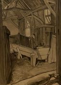 Grace Golden (1904-1993), a pencil and ink drawing on paper titled 'Near Guildford' 1935,