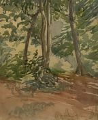 Grace Golden (1904-1993), a pencil and watercolour woodland scene, signed and dated 1925 to the