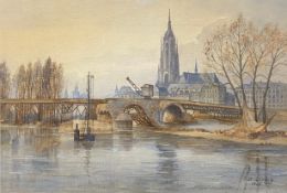 Georg Bernhard Liebig (1873-1937), an early 20th century watercolour on paper, view of Frankfurt,