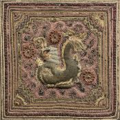 A C.1900 framed Eastern hand embroidered sequin and beadwork kalaga tapestry panel. H.56 W.56cm
