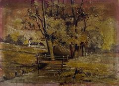 Three artworks to include a 19th century genre oil painting on board possibly by Karl Girardet