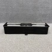A Victorian wrought and riveted iron fire kerb or fender. H. 20 W.109 D.36cm