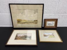 Collection of four prints depicting rural scenes, some signed in plate, all framed and glazed. H.