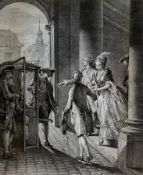 Two photographs after the original 19th century etchings titled 'La Petite Loge' and 'Les