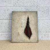 A contemporary abstract mixed media concrete and wire sculpture titled 'Hurt' 2005 by Mick