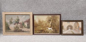 Three paintings to include an early 20th century oil on board titled 'San Remo', signed W.H.