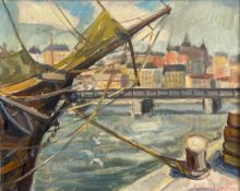 Gunnar Nordström (1921-2014), a 20th century oil on canvas, harbour scene, signed to the lower right