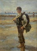 John William Schofield (1865-1944), and early 20th century oil on canvas, portrait of a fisher boy