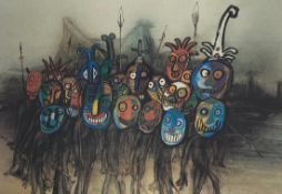Ralph Steadman (b.1936), a contemporary offset lithograph with colours titled 'The Guests' from a