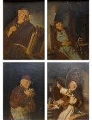 After Eduard Von Grützner (1846-1925), a set of four small framed 20th century oil paintings on