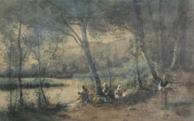 Charles Marie Bernard Palianti (b.1815), a 19th century genre watercolour painting, figures