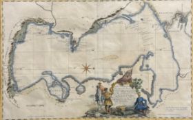 A antique hand coloured copper engraved map after the 1753 original titled 'A Plain Chart of the