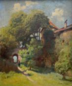 Franz Horst (1862-1956), an oil painting on canvas depicting Burg Kreuzen Castle, signed to the