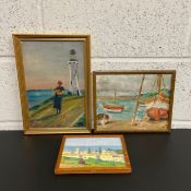 A collection of three framed 20th century paintings to include an Impressionist style oil on board