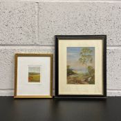 Two artworks to include a limited edition contemporary etching with colours titled 'Late Summer'