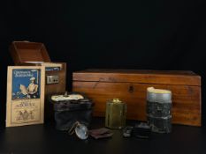 A mixed collection to include a 19th century baize lined walnut writing slope, a set of 20th century