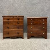 Two Georgian mahogany cabinets each having a square moulded top over a cabinet door with a dummy