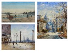 Three artworks to include a framed and glazed Japanese woodcut print after Kobayashi Kiyochika