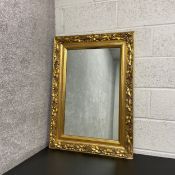 A contemporary gilt framed mirror having an older rectangular plate. H.90.5 W.65cm