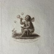 An early 19th century stipple engraving depicting Cupid blowing bubbles by H. Sintrenich (pupil of