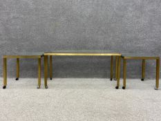 A pair of mid to late 20th century side tables along with a matching coffee table each having a