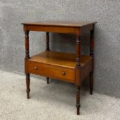A 19th century mahogany whatnot or side table having a rectangular top and an undertier with a