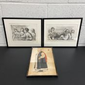 A collection of three prints to include two framed lithographs after the 18th century originals by