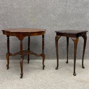 Two 19th century occasional tables to include one with a mahogany quatrefoil top and four reeded