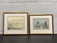 Two 19th century paintings to include a watercolour titled 'Ramsgate Boats' by T. S. Staveley and
