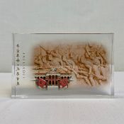 A contemporary Chinese glass plaque commemorating 100 years after the 1911 Xinhai Revolution marking