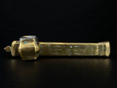 A C.1900 brass Ottoman Divit Qalamdan travelling inkwell and quill case. L.22cm
