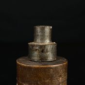 A 20th century industrial steel stamp engraved with an emblem bearing the bust of a stag within a