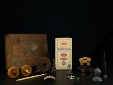 A mixed collection to include a 1950's London underground map along with a violin bridge, a