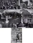 A collection of eight photographs depicting events and monuments surrounding the death and funeral