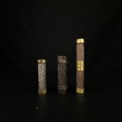A collection of three 19th century brass mounted commemorative sections of transatlantic cables