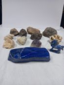 Geology and mineralogy interest; a large Lapis Lazuli and Pyrite slab specimen along with a