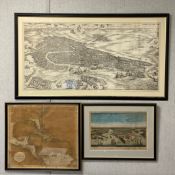 Three artworks to include a large woodcut titled 'View of Venice' or 'The De' Barbari Map' after the
