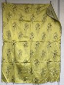 A 20th century Chinese silk textile having an all-over repeating foliate needlework design over a