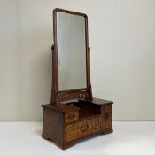 An early 20th century Japanese ash or tamo wood Kyodai or tansu vanity mirror typically used by