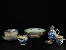A collection of 19th century Chinese blue and white export porcelain to include a part tea set