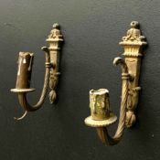 A pair of French 19th century style gilt metal wall sconces each having a neoclassical style